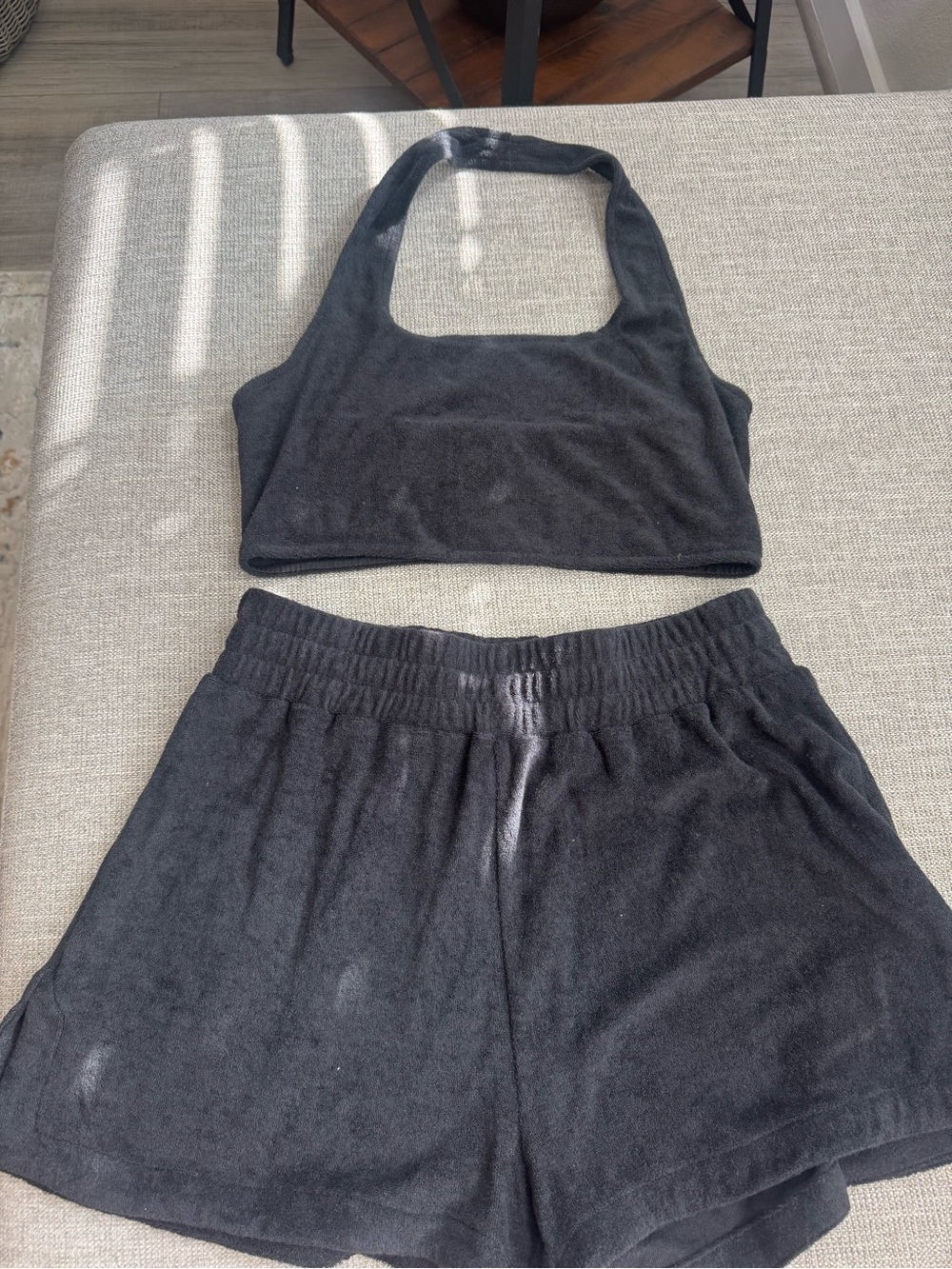 Gianni Bini Black Terry Cloth Lounge Set
